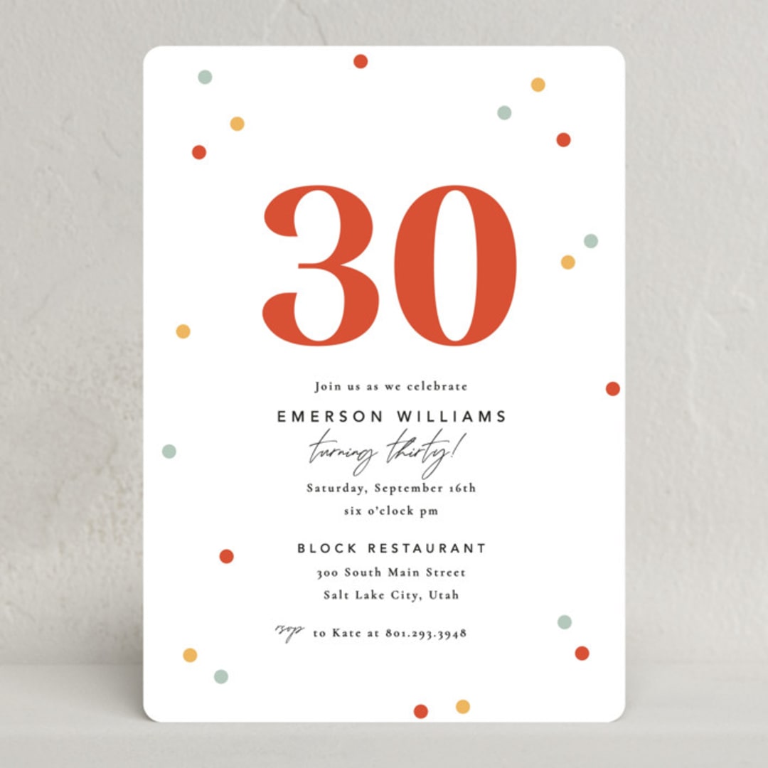 "Cute Confetti" - Party Invitations in Vanilla by Robert and Stella - Front