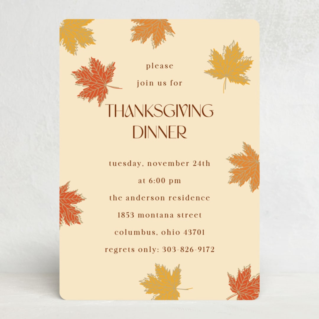 "Falling Leaves" - Party Invitations in Vanilla by Iveta Angelova - Front