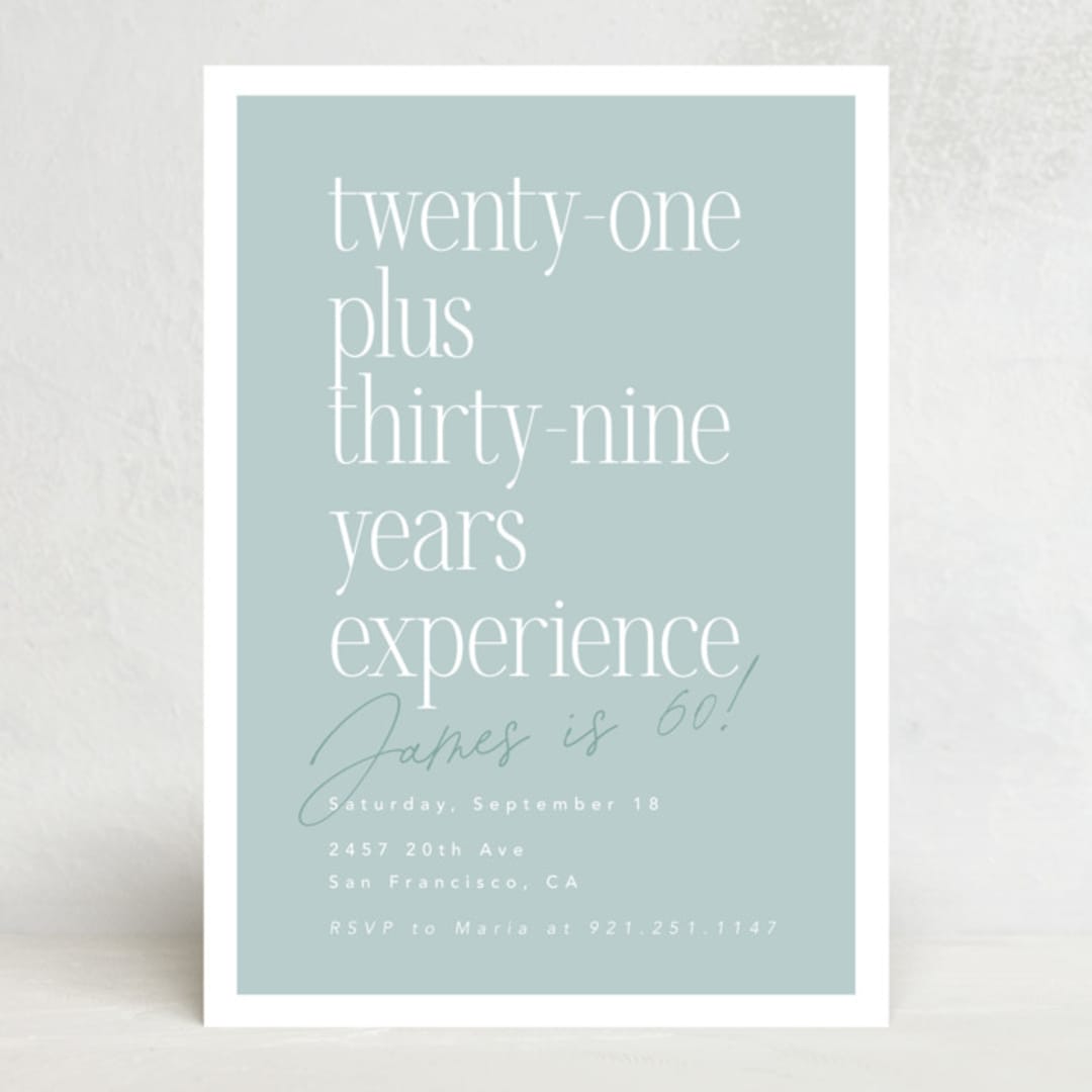 "Plus Experience" - Party Invitations in Eggshell by Hudson meet Rose - Front
