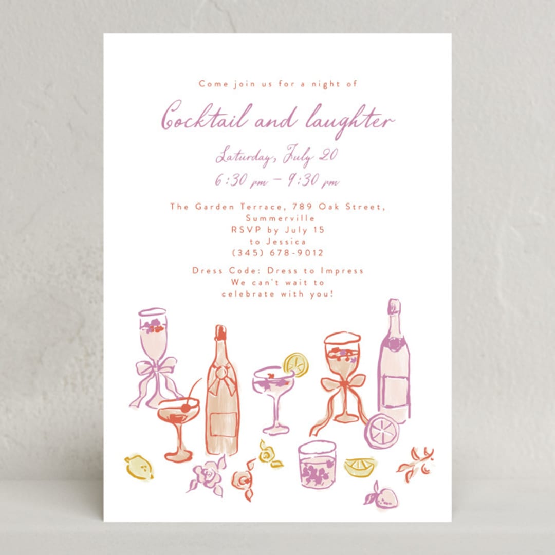 "cocktails and laughter" - Party Invitations in Orchid by Cass Loh - Front