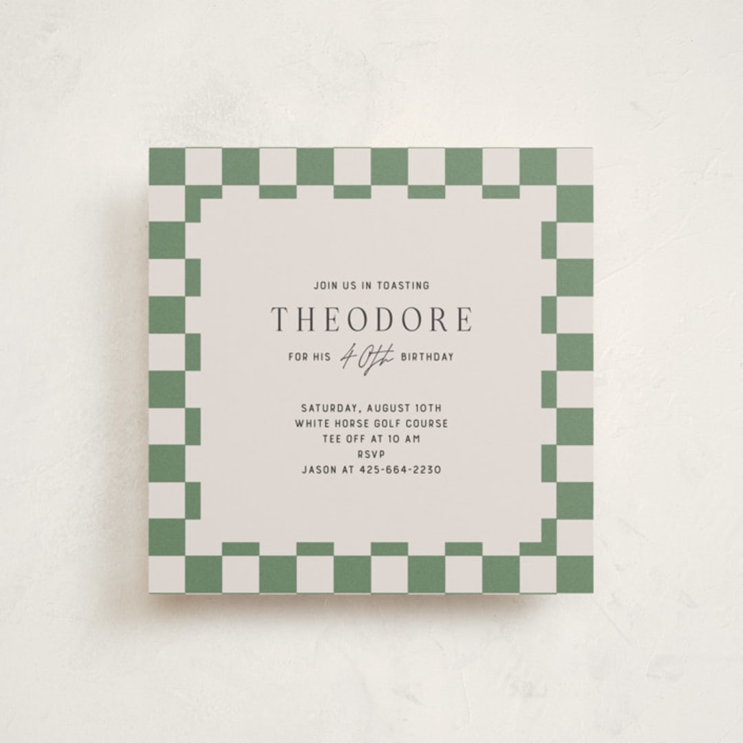 "Party Check" - Party Invitations in Pear by Erin Kessler - Front