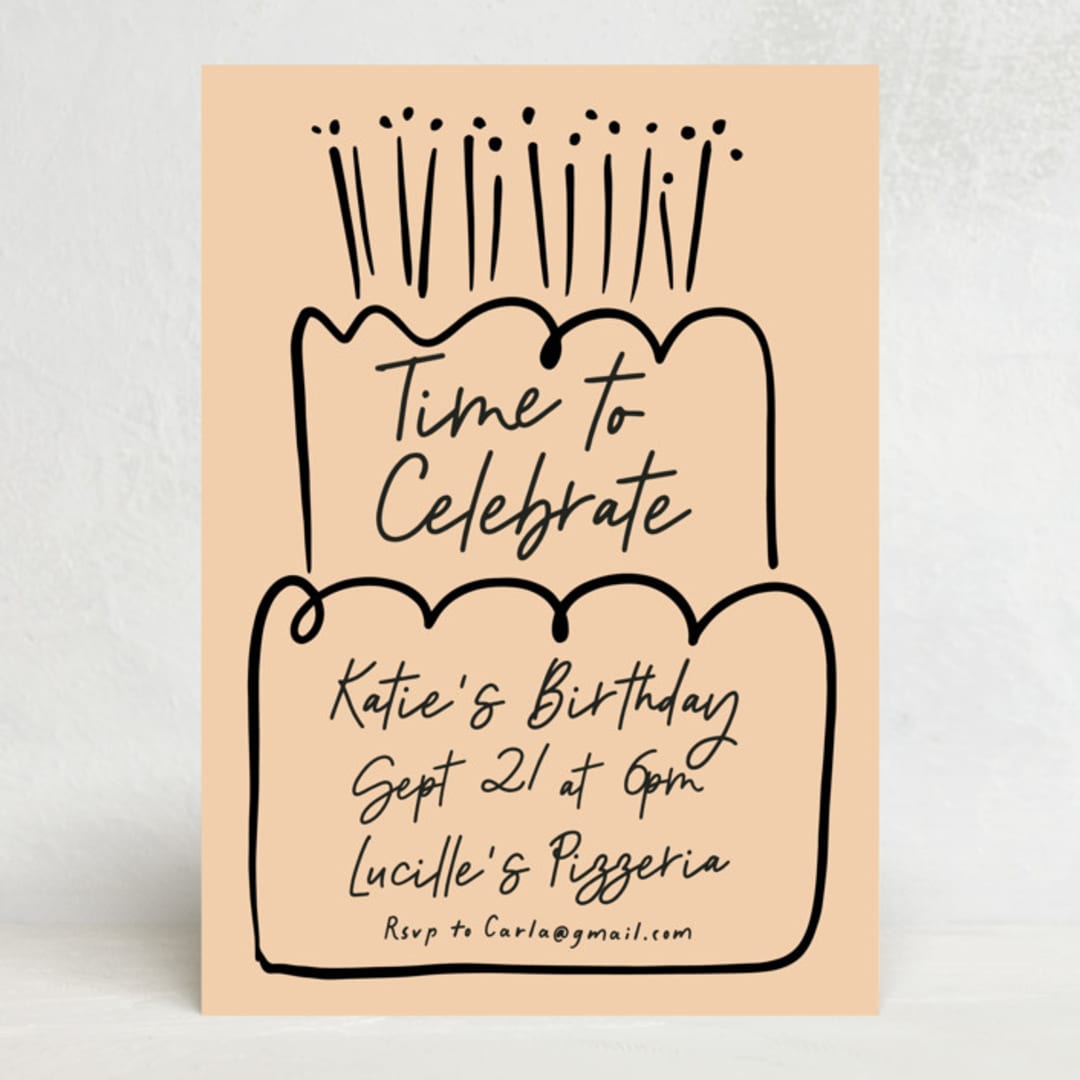 "Cake and eat it too" - Party Invitations in Peach by Inkblot Design - Front