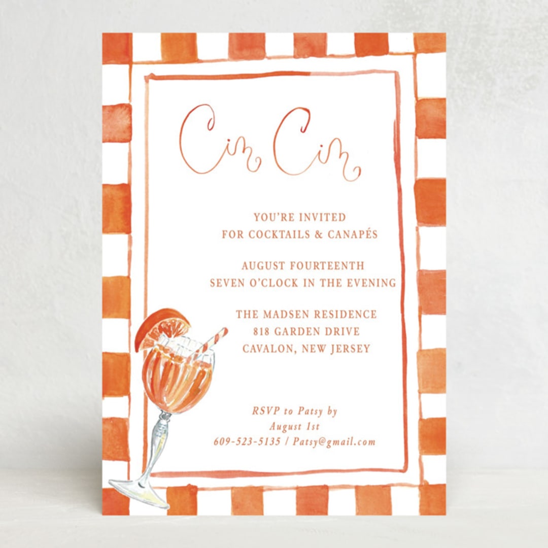 "Cin Cin Spritz" - Party Invitations in Tangerine by West Foglia - Front
