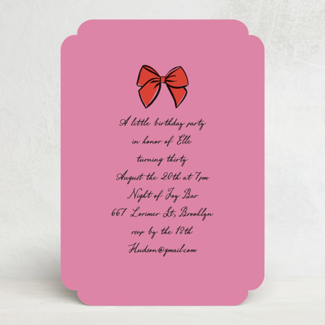 "Simple Bow" - Party Invitations in Poppy by mo kelley - Front