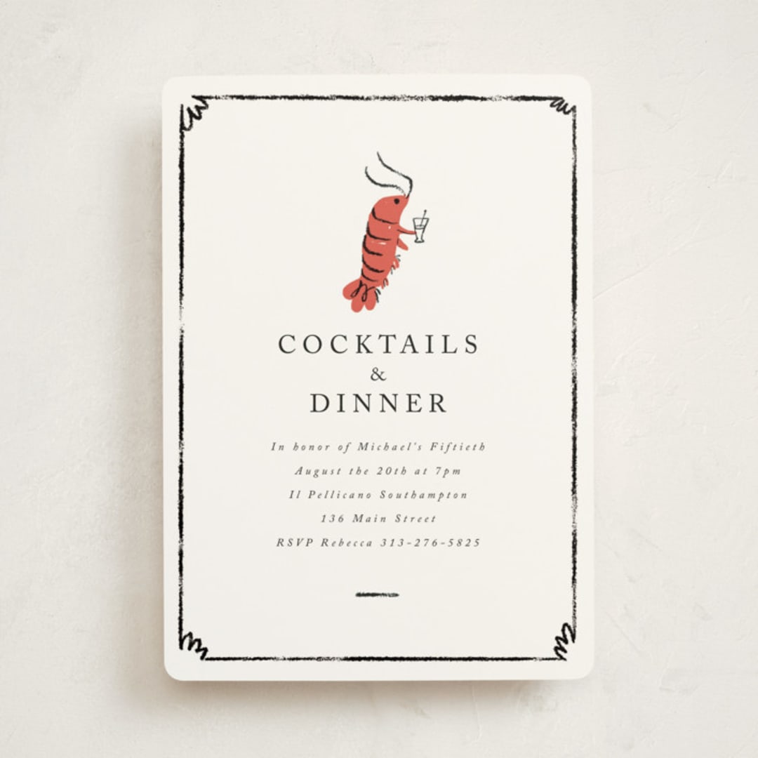 "Shrimp Cocktail" - Party Invitations in Pearl by mo kelley - Front