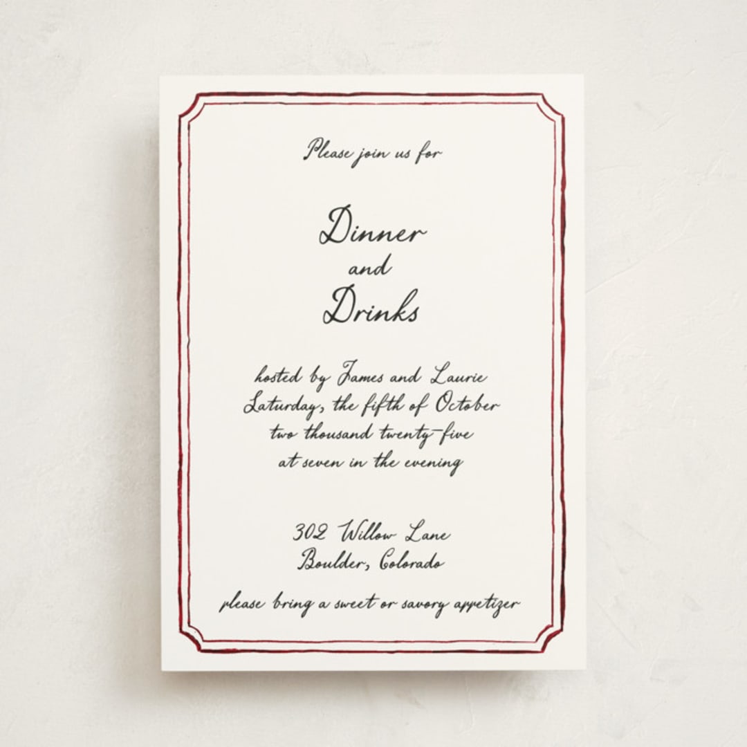 "Handwritten" - Party Invitations in Wine by Cass Loh - Front