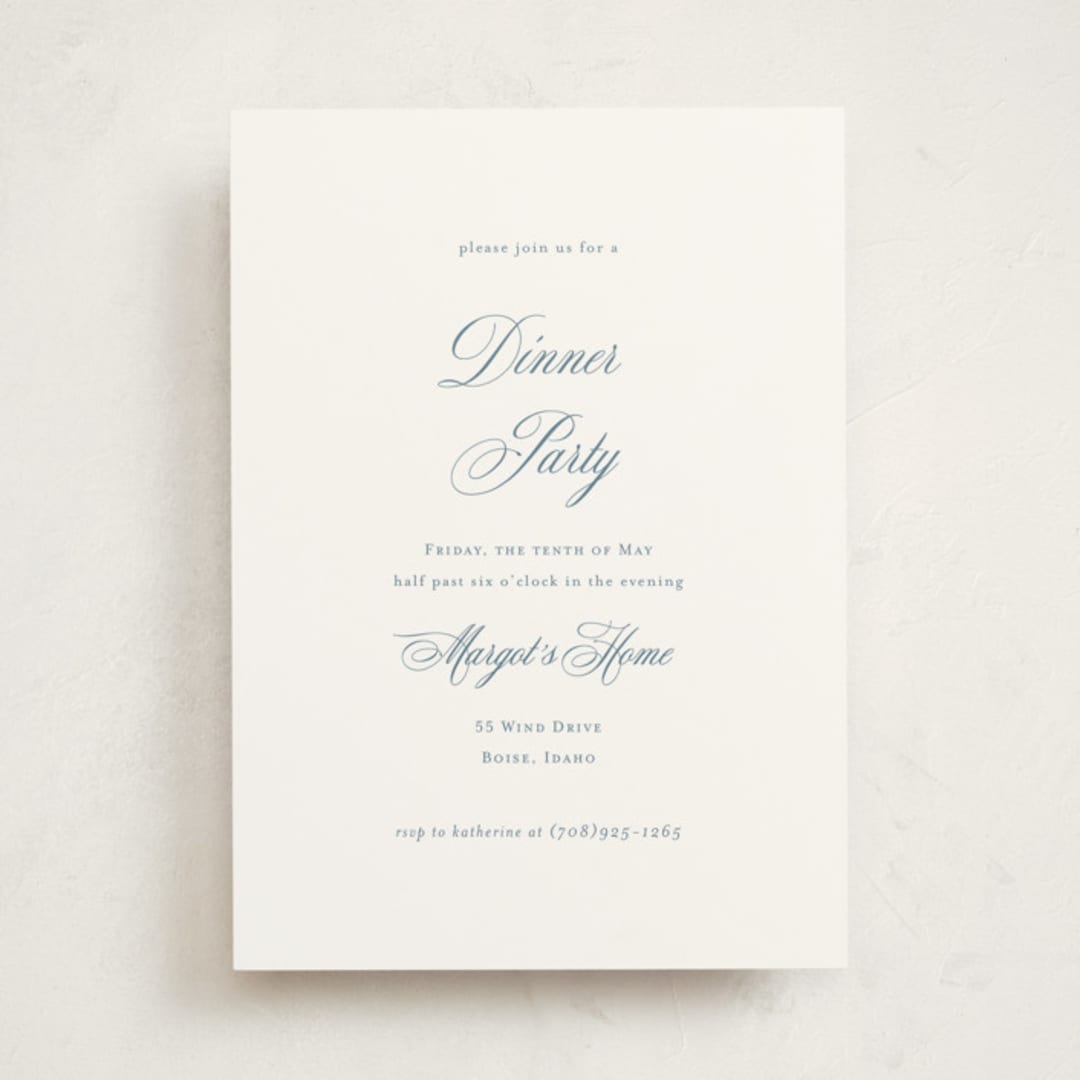 "Empire" - Party Invitations in Dusty Blue by Jennifer Postorino - Front