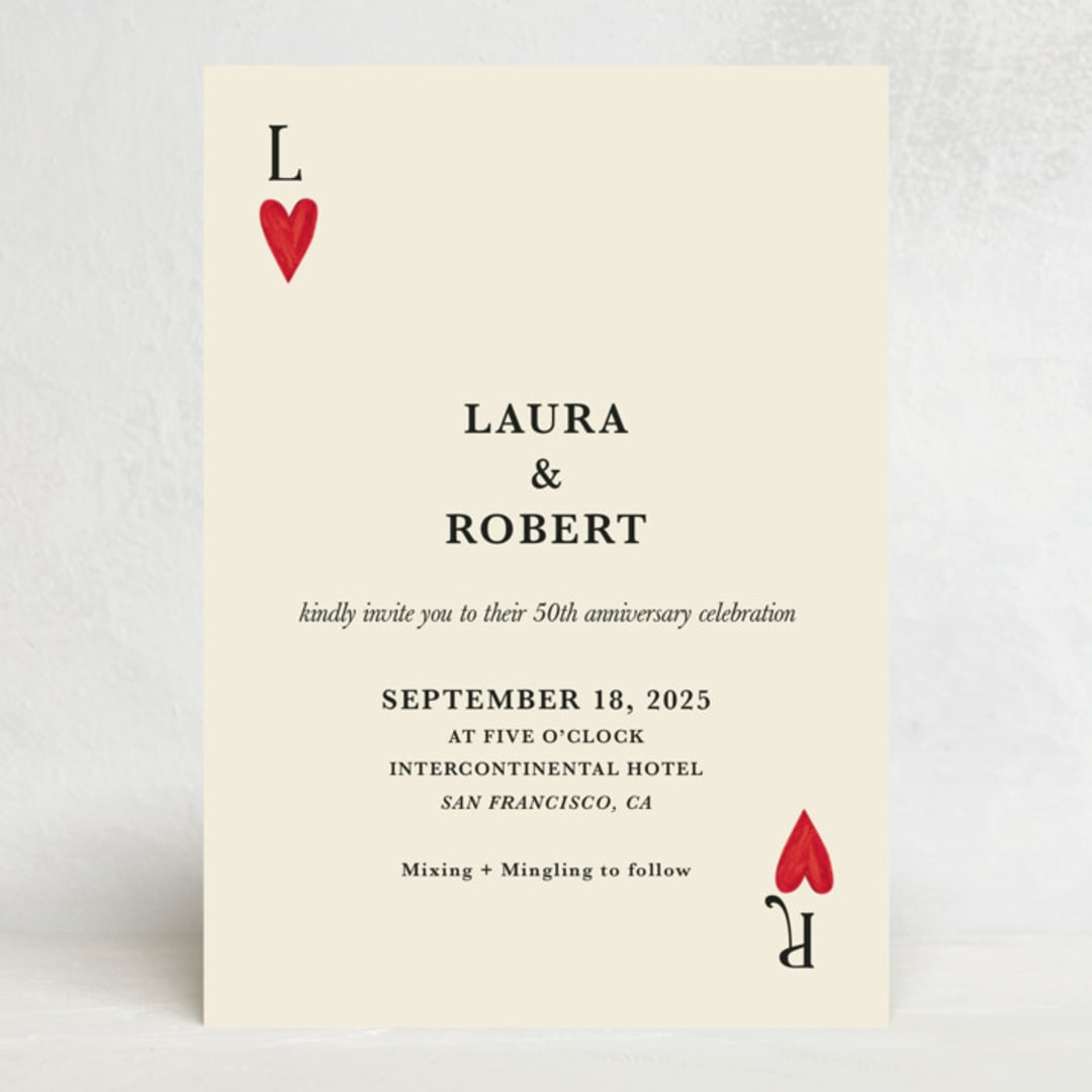 "Red Hearts" - Party Invitations in Champagne by Helena Vitto - Front