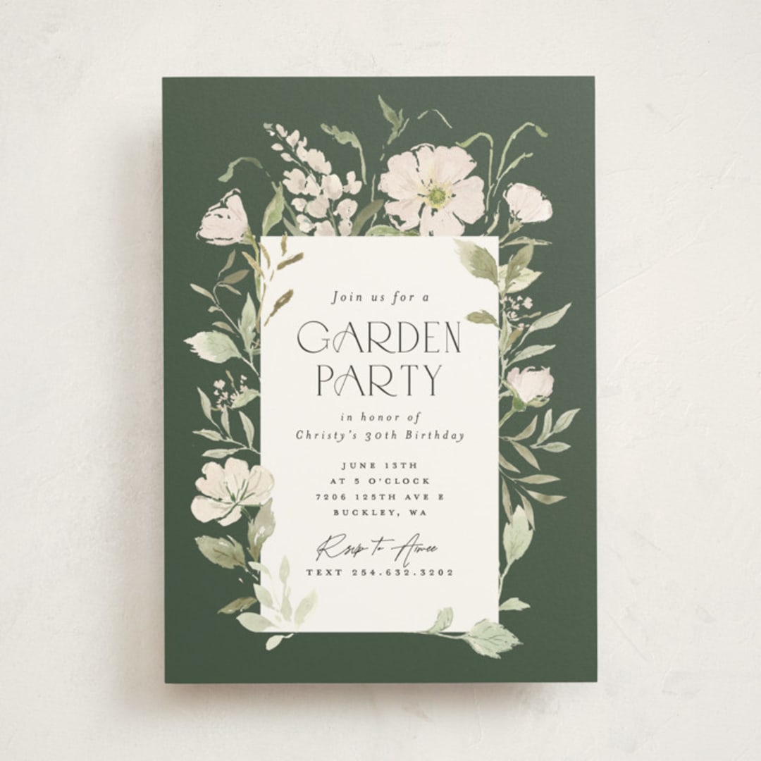 "Gentle Garden" - Party Invitations in Sage by Itsy Belle Studio - Front