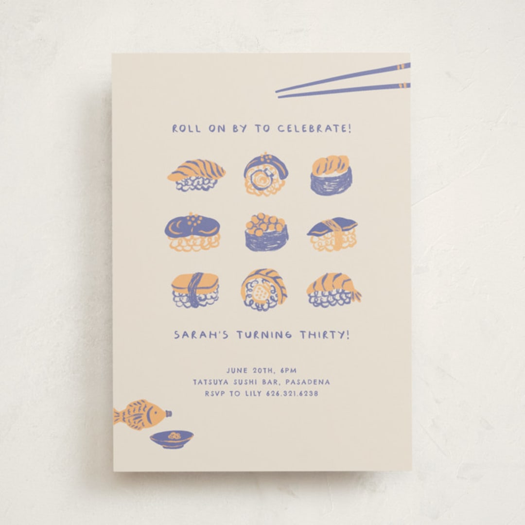 "Sushi Roll" - Party Invitations in Bluefin by Natalie Rae - Front