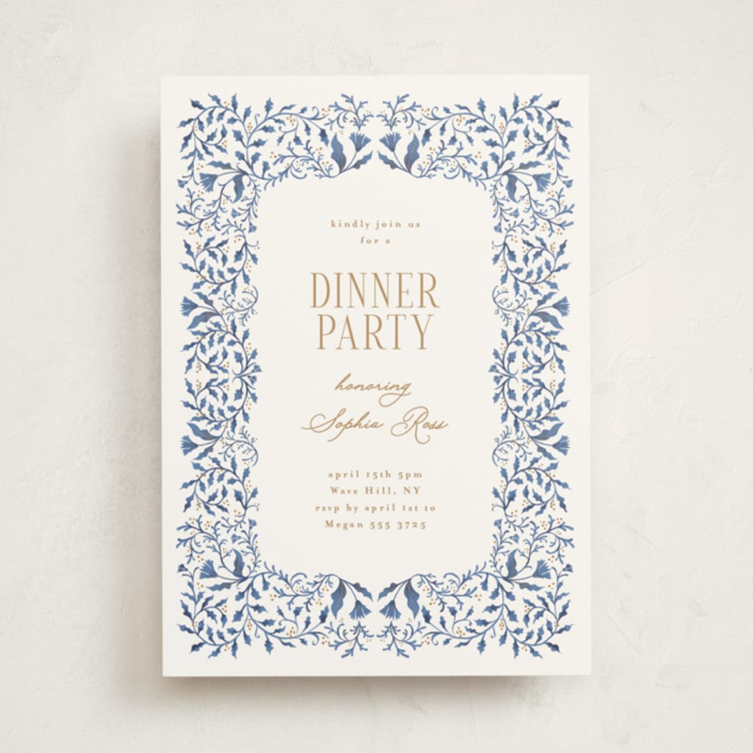 "Morning Glory" - Party Invitations in Royal Blue by Tamara Hilje - Front