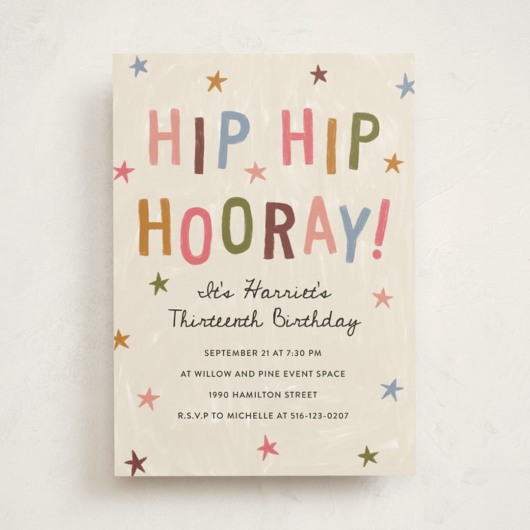 "Hip Hip Hooray" - Party Invitations in Bloom by Kercia Jane - Front