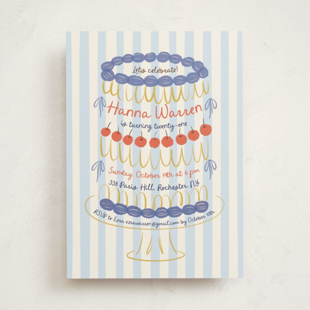 "Whimsical Cake" - Party Invitations in Glacier by Zove Ahhh - Front