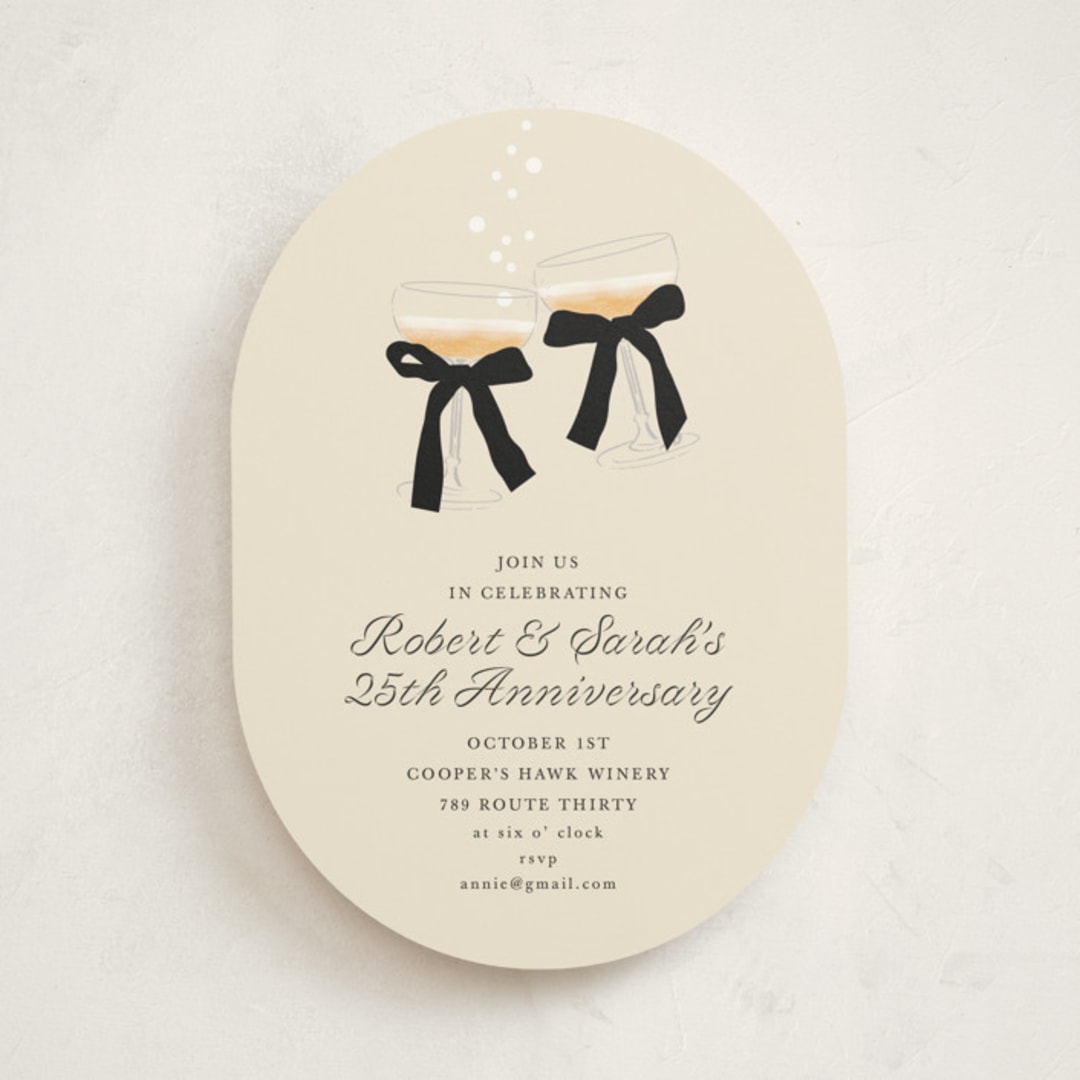 "Cheers" - Party Invitations in Linen by Baumbirdy - Front