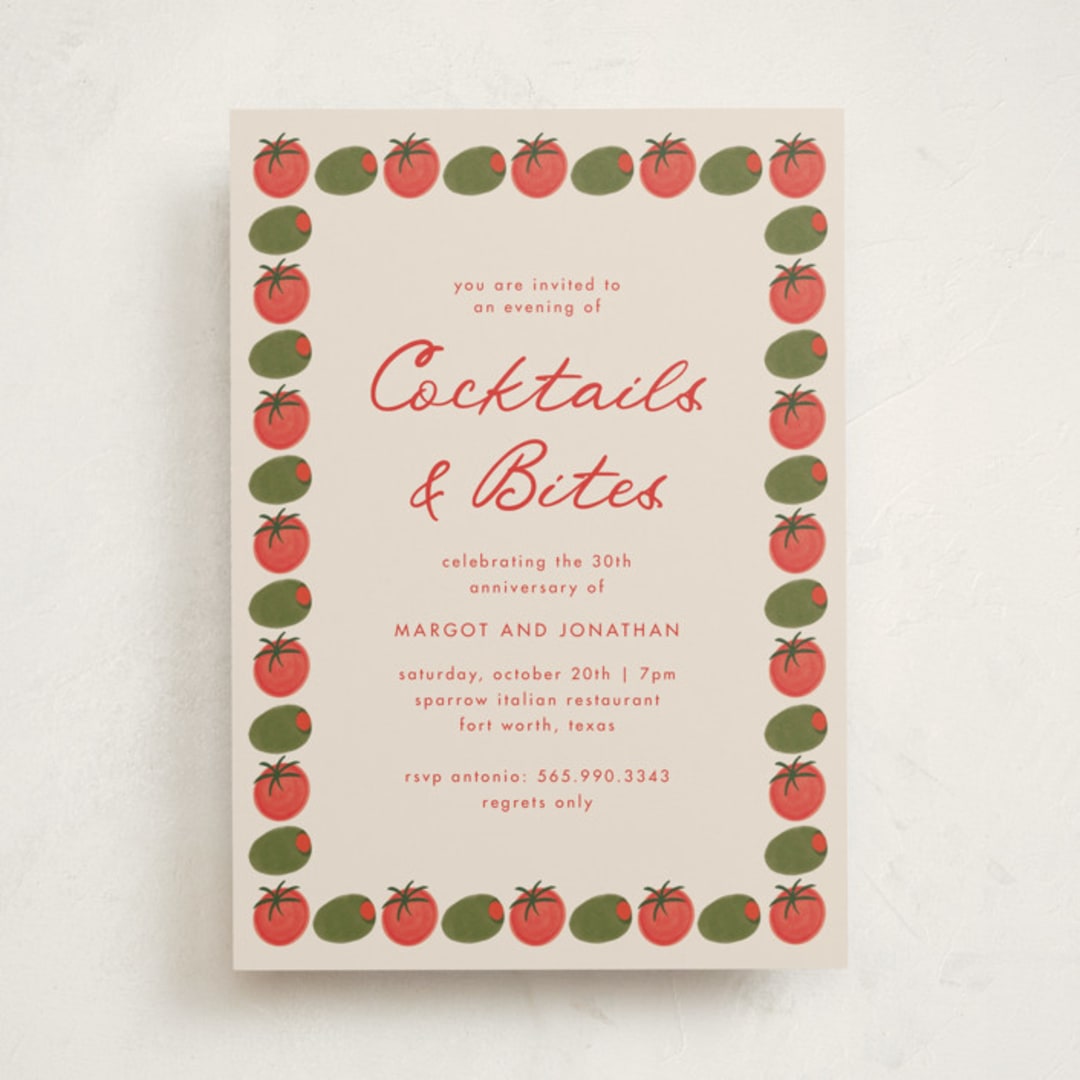 "Olive Bites" - Party Invitations in Saucy by Anna Elder - Front