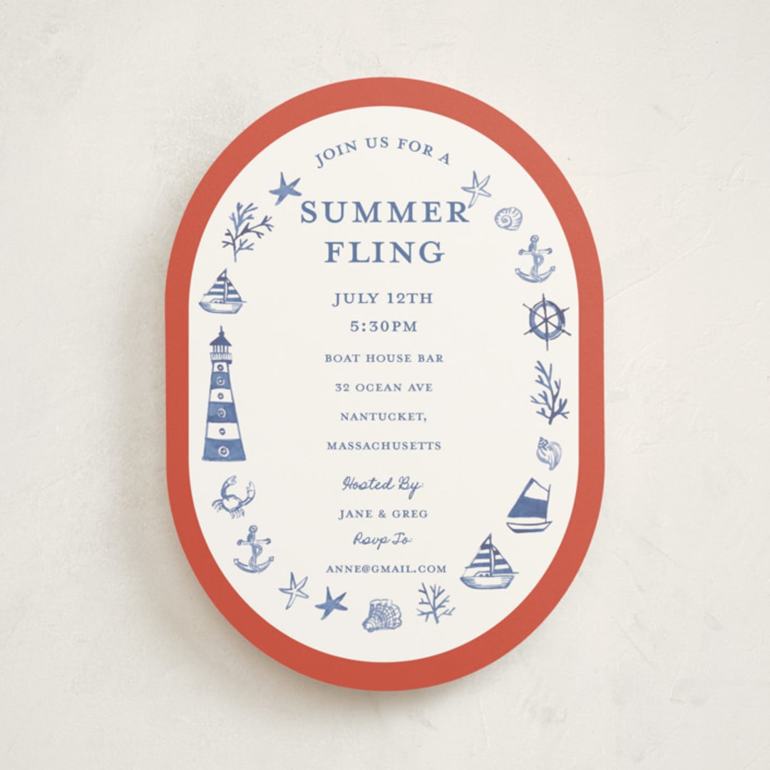 "Nautical Fun" - Party Invitations in Spice by Teju Reval - Front