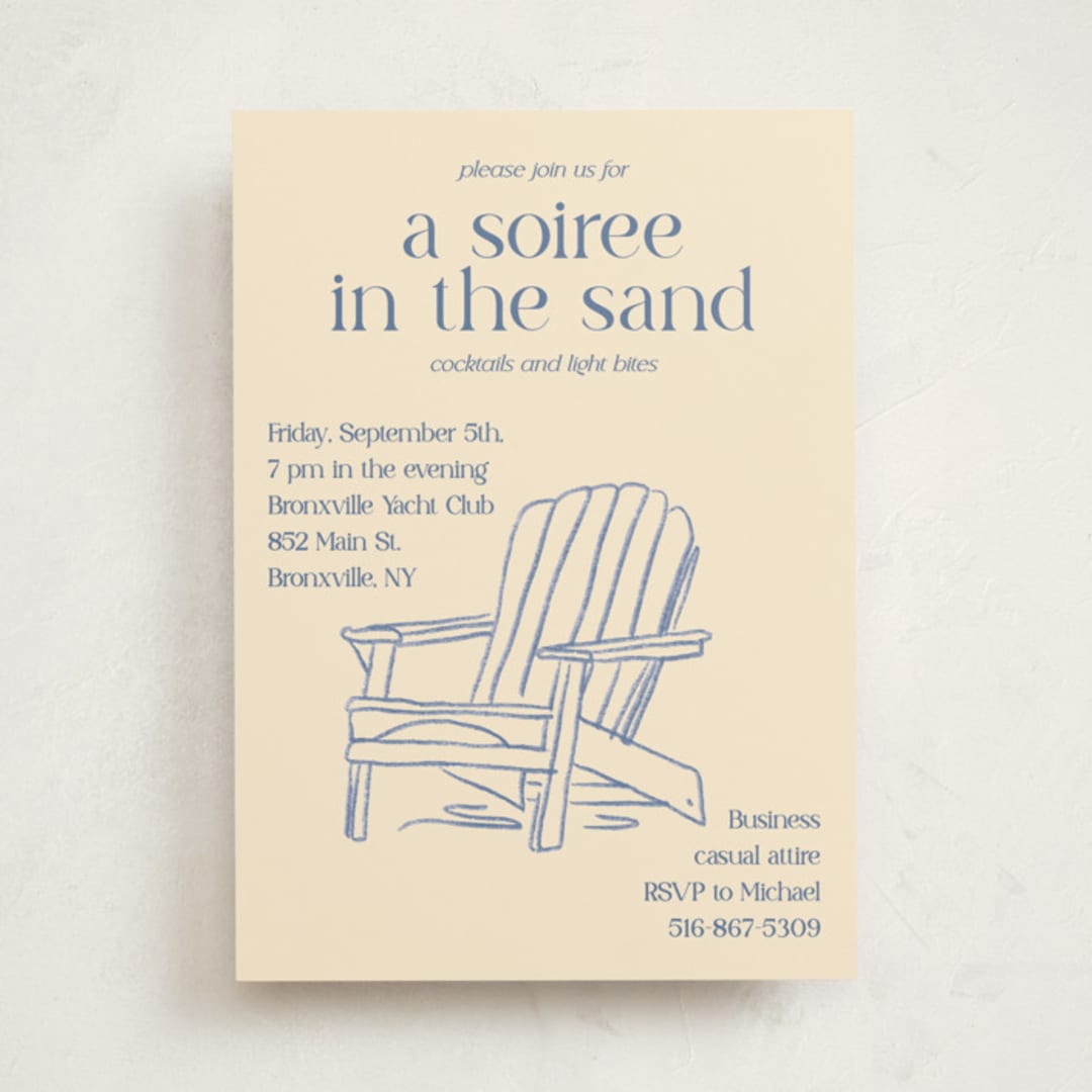"Soiree in the Sand" - Party Invitations in Cream by Cotton and Bow - Front