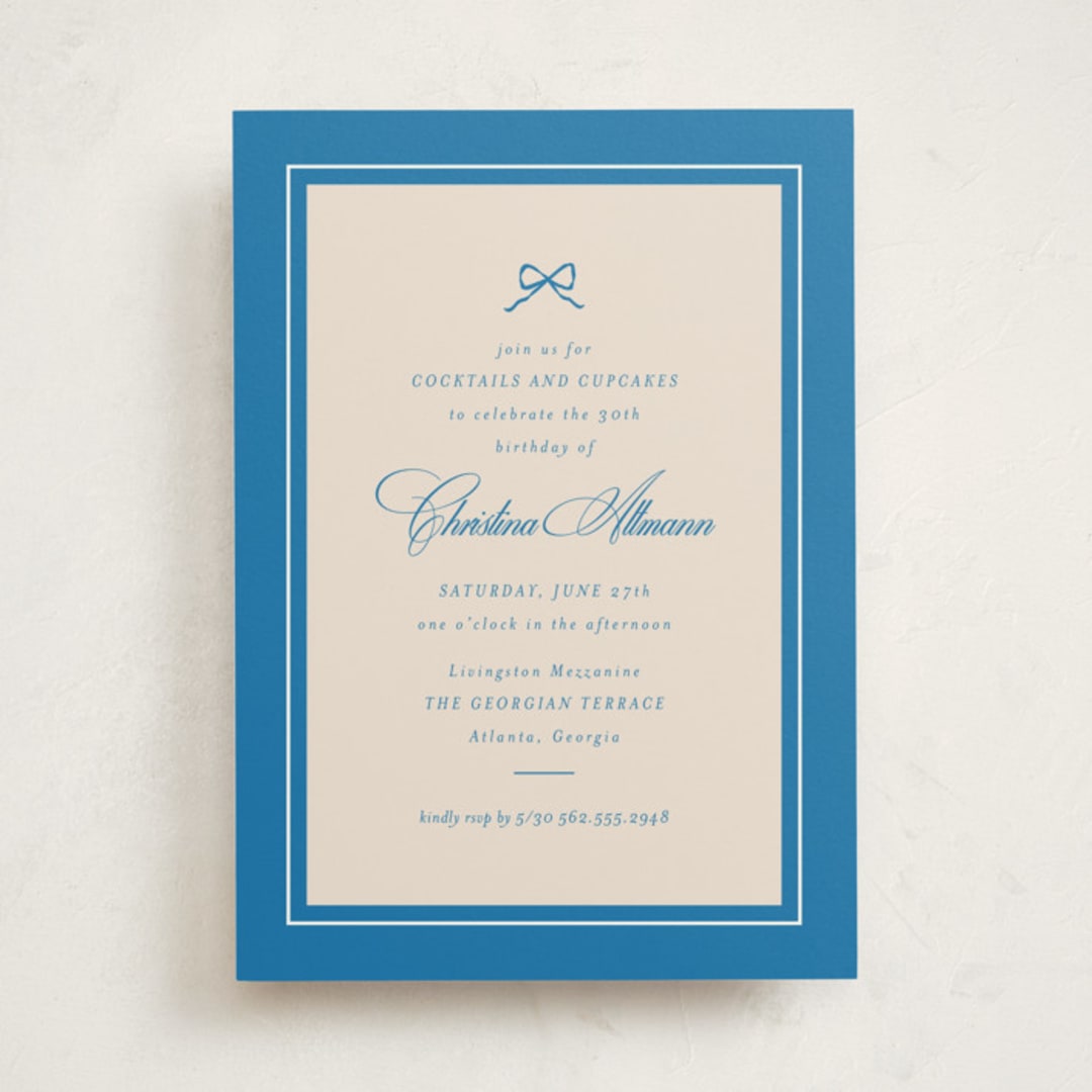 "Little Bow" - Party Invitations in Ocean by Owl and Toad - Front