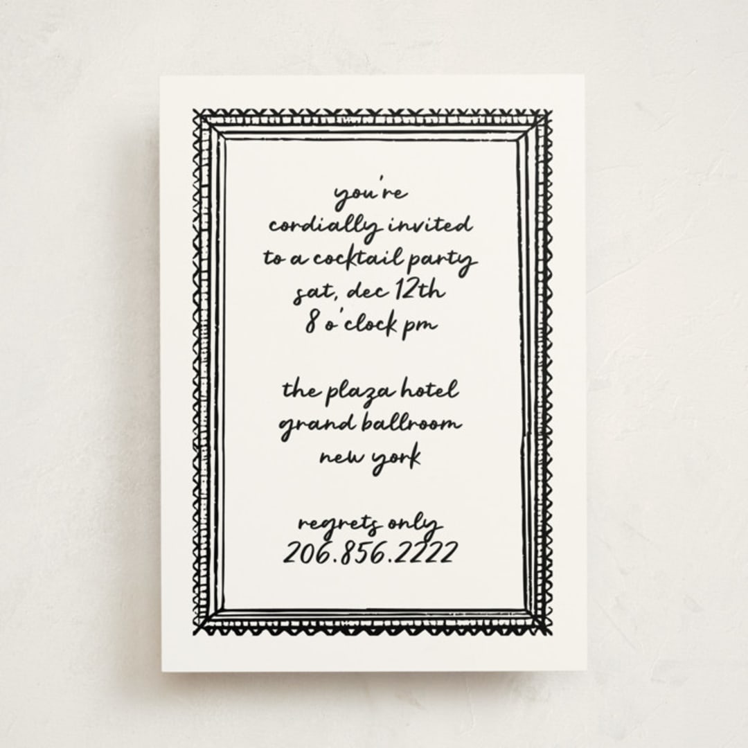 "Illustrated Frame" - Party Invitations in Snow by AK Graphics - Front