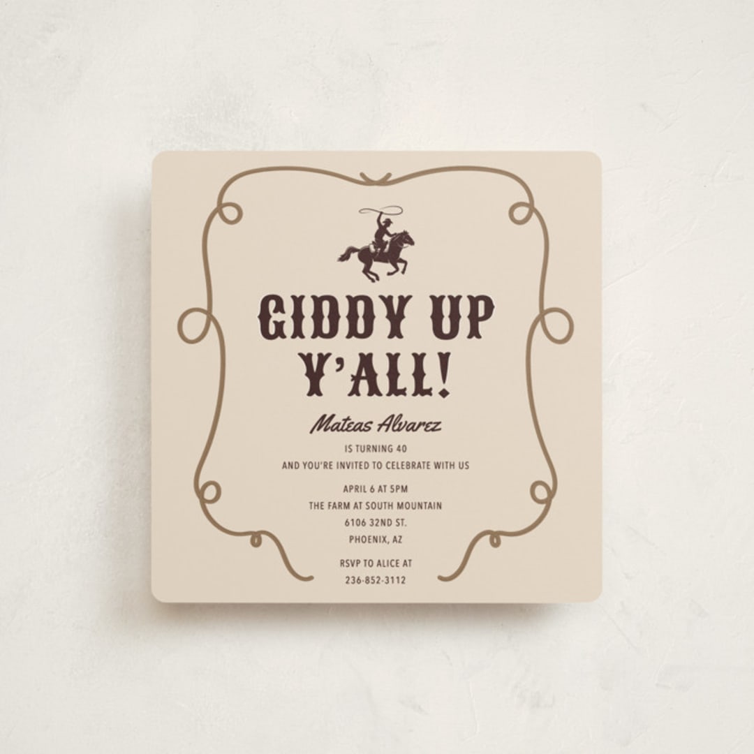"Giddy up, Y'all!" - Party Invitations in Chardonnay by Sherley Ferreira - Front