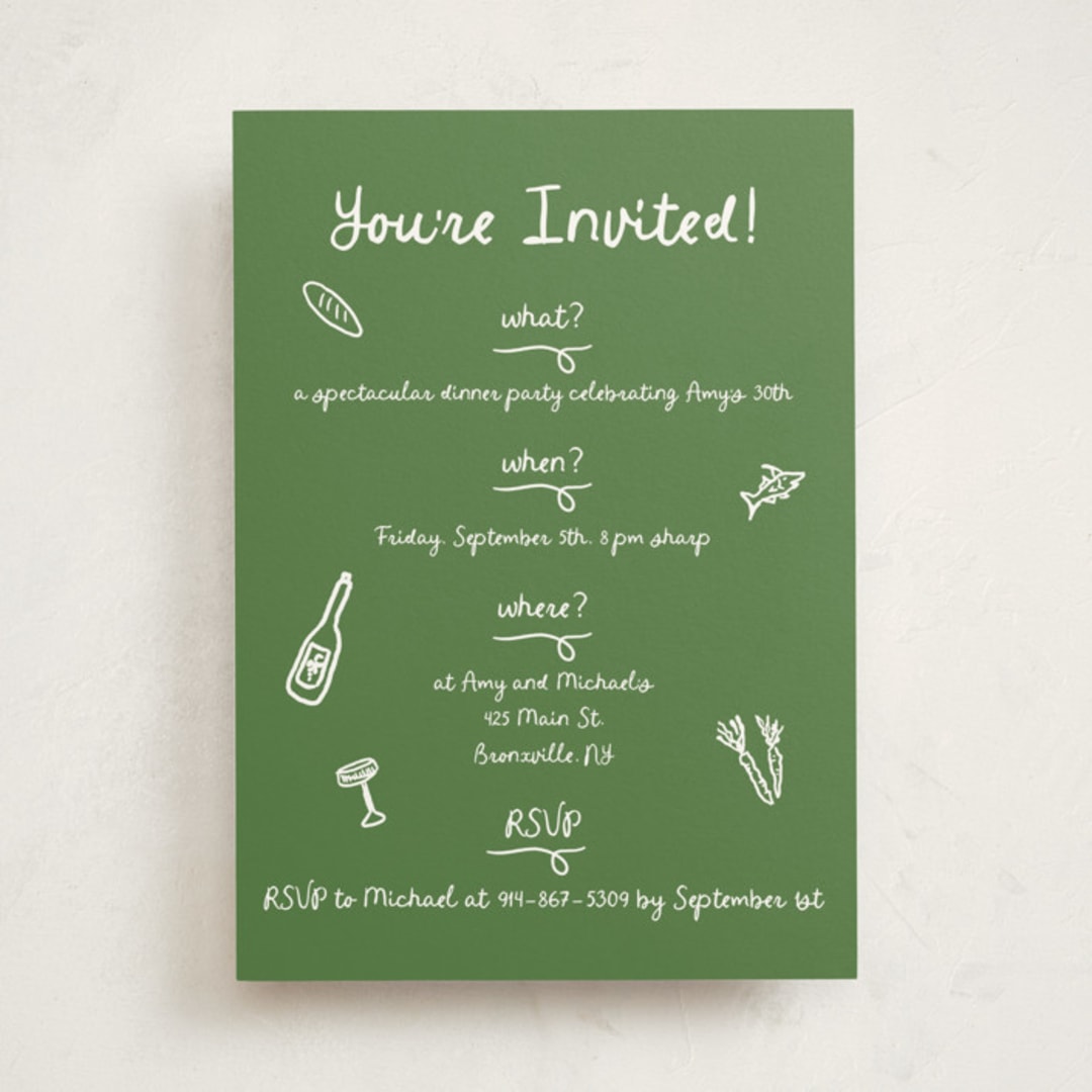 "First Course Party" - Party Invitations in Forest by Cotton and Bow - Front
