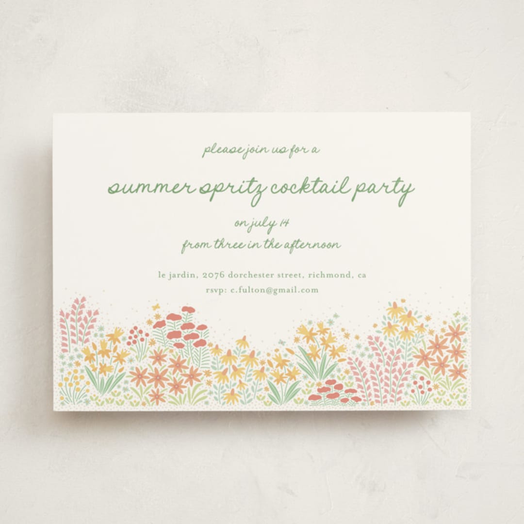 "Floral Border" - Party Invitations in Coral by Pippa Shaw - Front