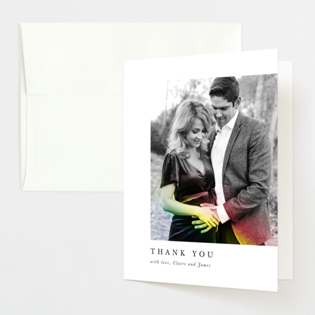 "Rainbow Light" - Pregnancy Announcement Thank You Cards in Rainbow by Maria Hilas-Louie - Front