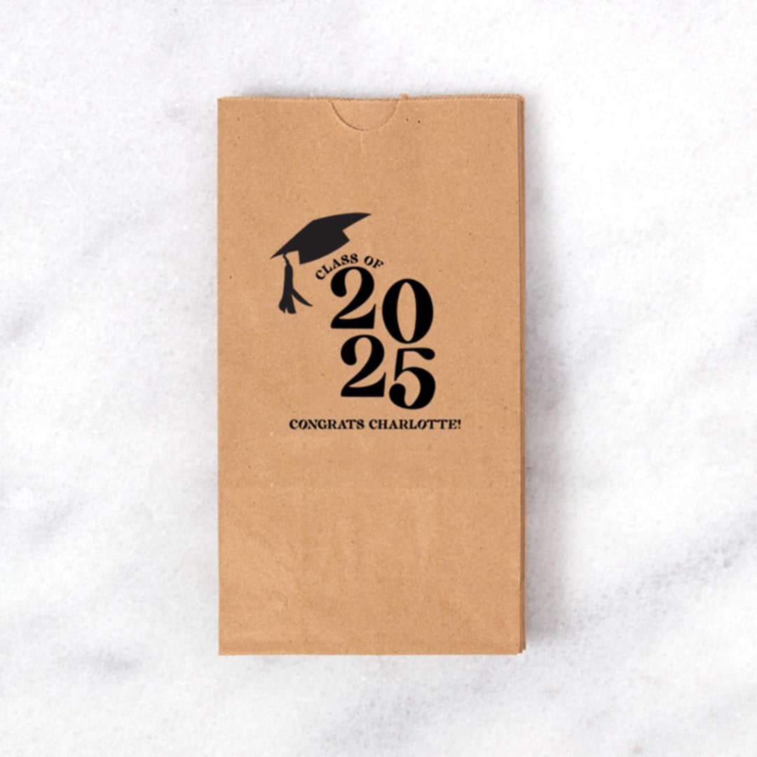 "Bold Year Graduate Cap Favor Bag, set of 25" - Party Favor Bags in natural by ForYourParty