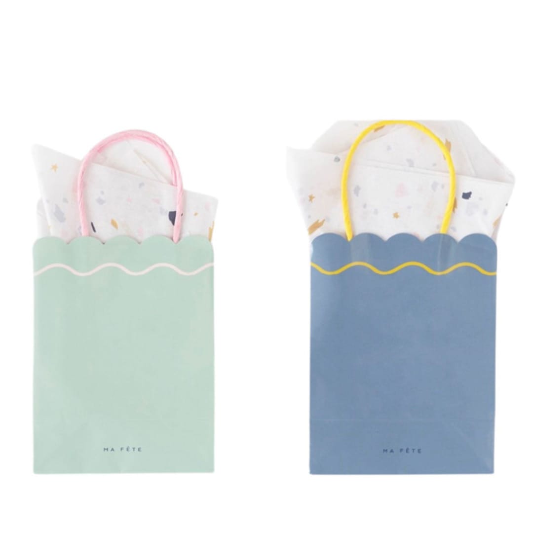 "Signature Gift Bags: Pink, Mint, Blue, Mustard (4)" - Party Favor Bags in multicolor by MA FÊTE