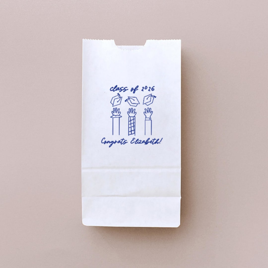 "Tossed Graduation Caps Favor Bag, set of 25" - Party Favor Bags in white by ForYourParty
