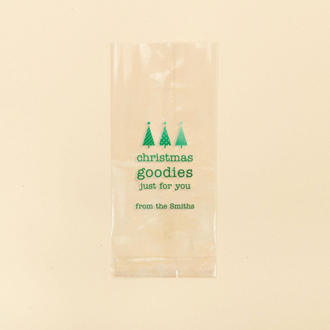 "Custom Christmas Favor Bags, set of 50" - Party Favor Bags in clear by ForYourParty