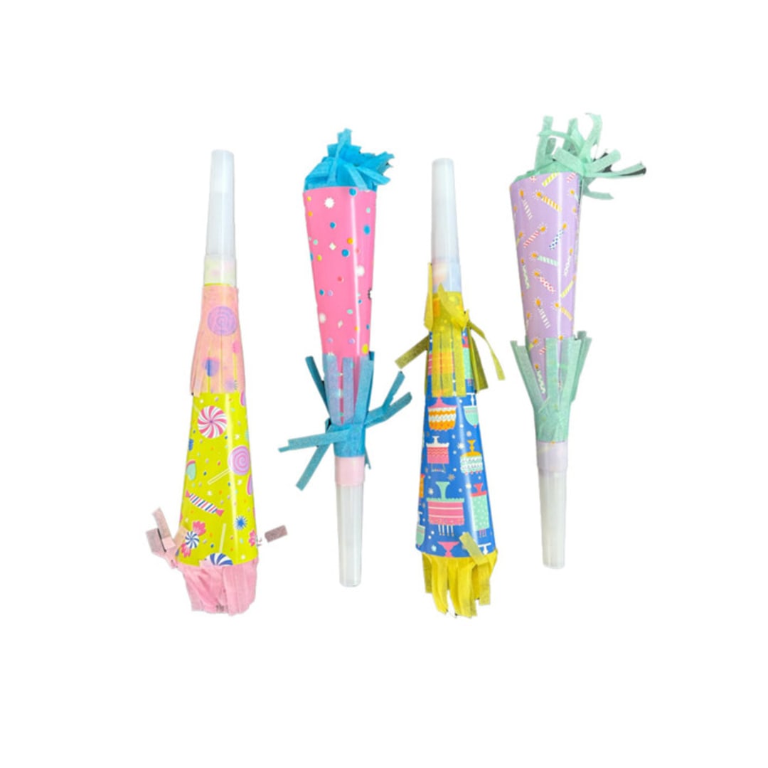 "It's A Birthday Noise Makers - Set of 8" - Party Blowers in multicolor by Jollity and Co