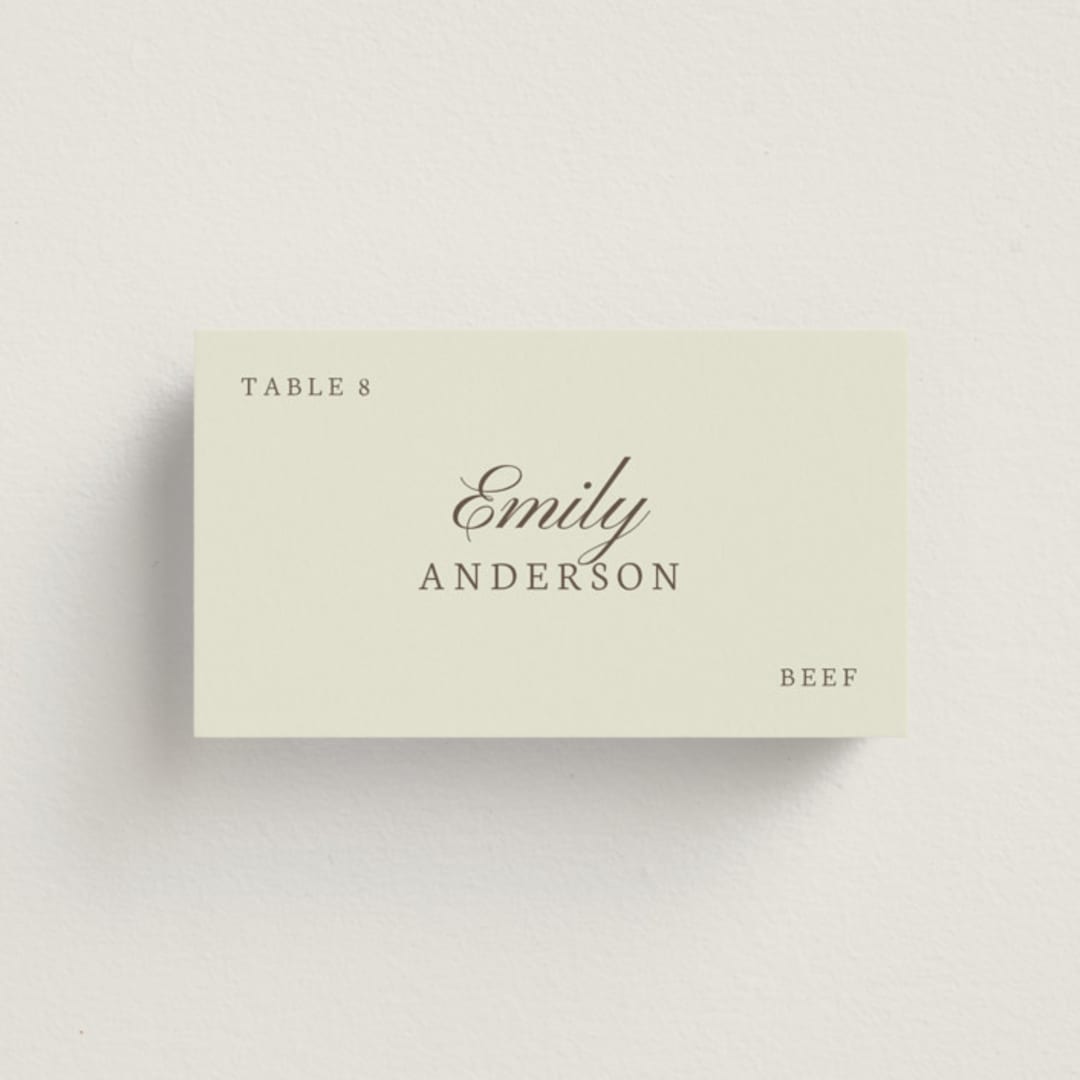 "Subtle elegance" - Place Cards - Beef in Laurel by elithing - Front with Free Guest Printing