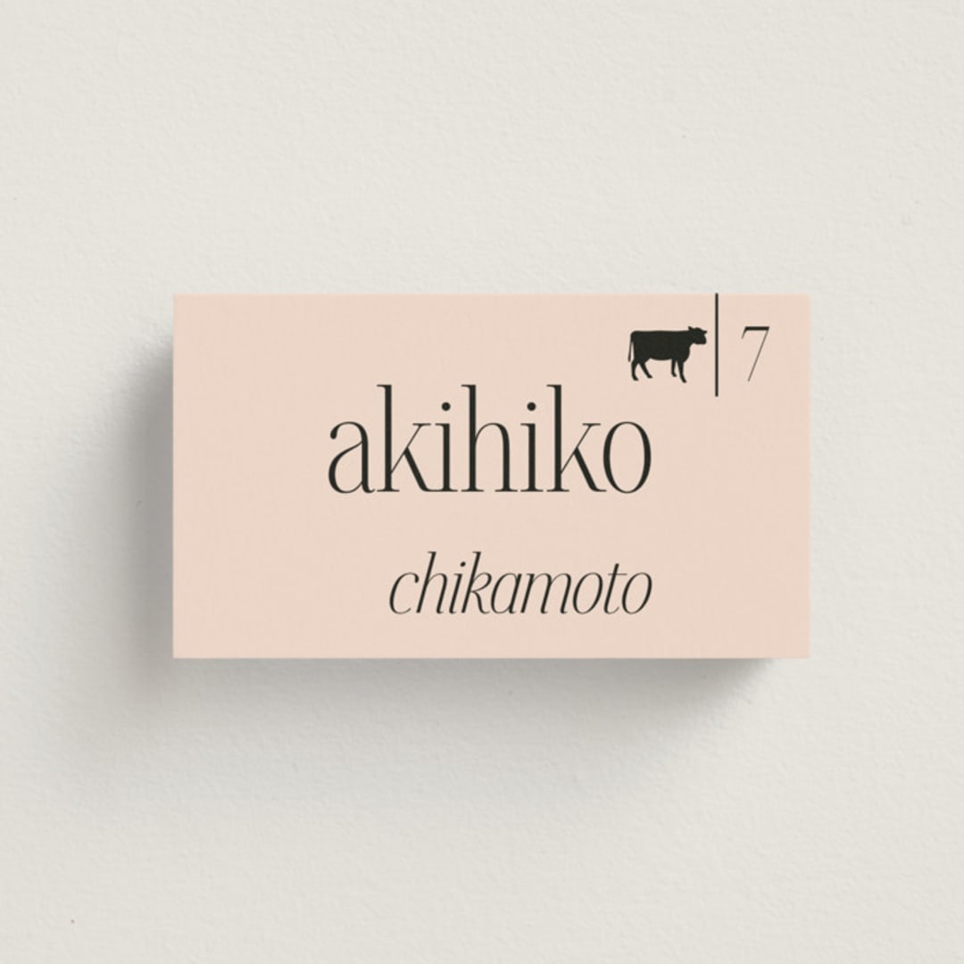 "NoHo" - Place Cards - Beef in Champagne by Hudson meet Rose - Front with Free Guest Printing