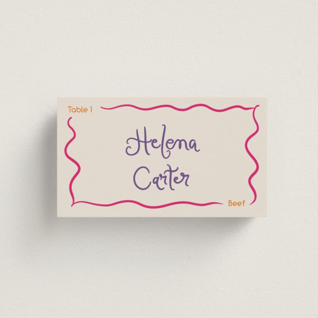 "Swoop Meal Choice Placards" - Place Cards - Beef in Marmalade by Madison Kic - Front with Free Guest Printing
