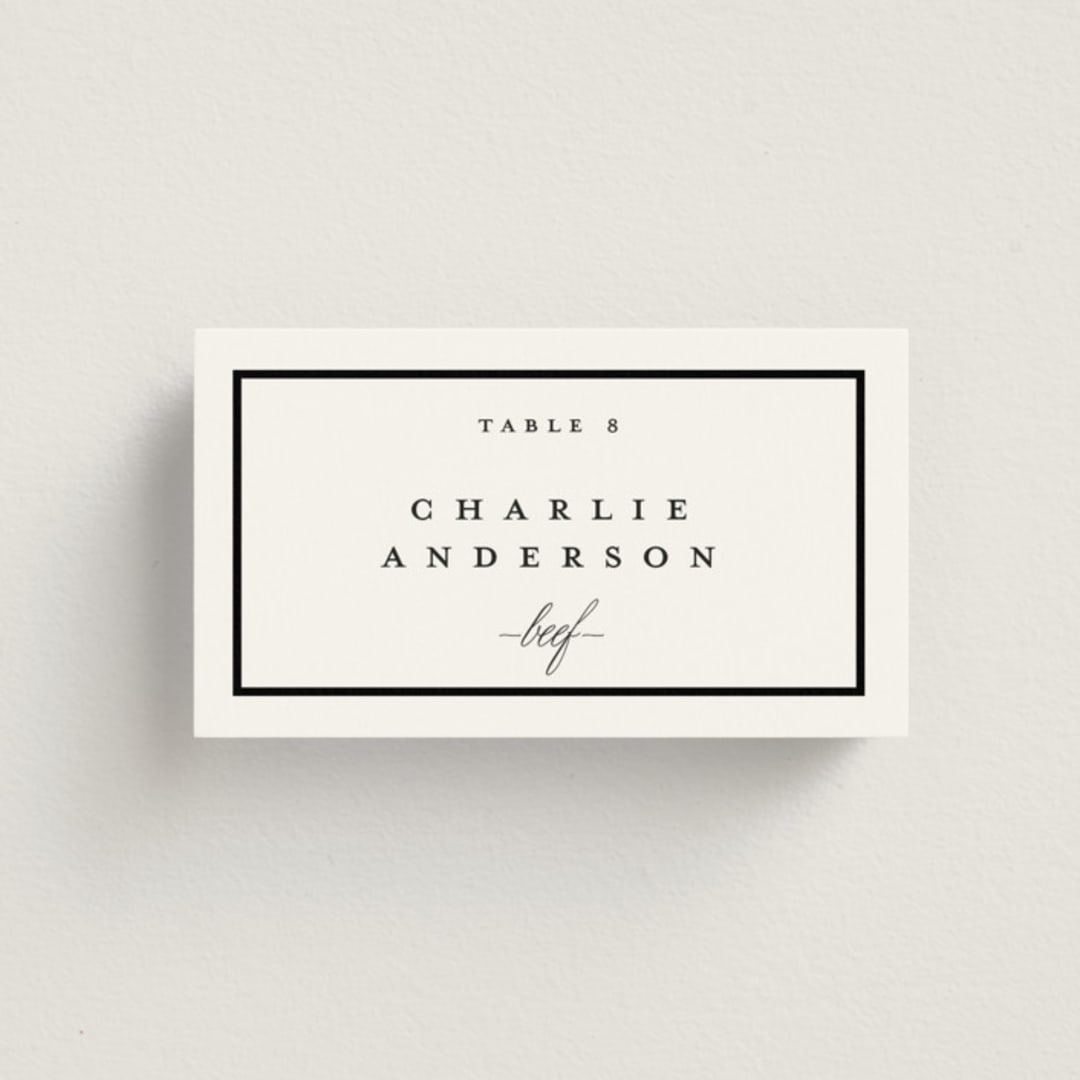 "The Day" - Place Cards - Beef in Noir by mo kelley - Front with Free Guest Printing