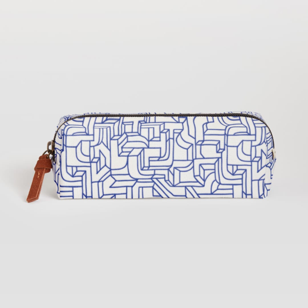 "blue ink" - Pencil Case in Azure by so-mi - Pencil Case