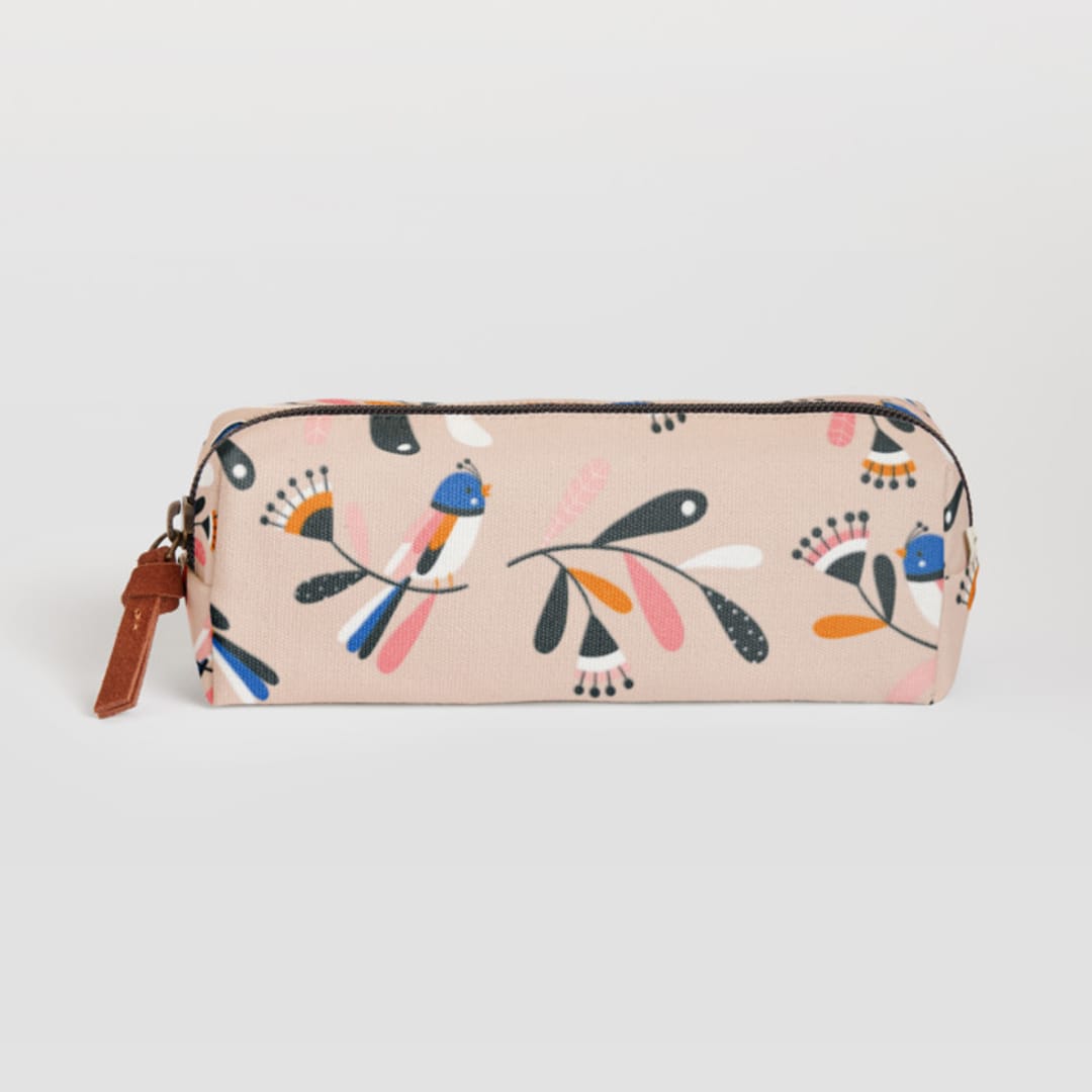 "Pink flight" - Pencil Case in Peach by Tati Abaurre - Pencil Case