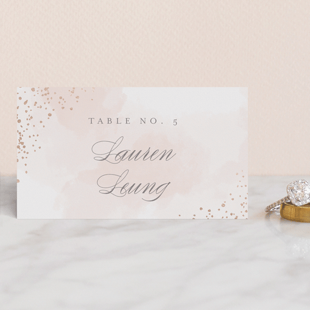 "Sparkling Champagne" - Place Cards in Blush by Kristie Kern - Front with Free Guest Printing