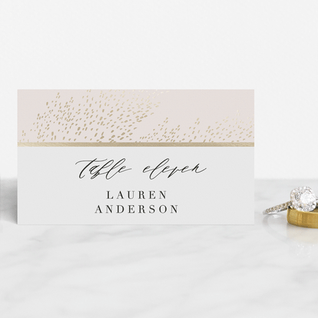 "Solaris" - Place Cards in Blush by Kristie Kern - Front with Free Guest Printing