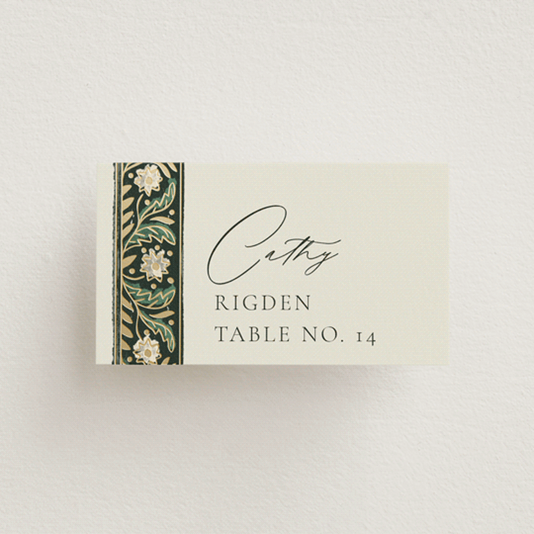 "Frame" - Place Cards in Emerald by Jen Owens - Front with Free Guest Printing