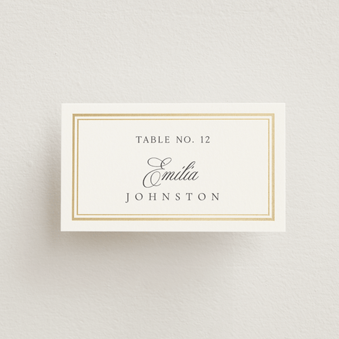 "Lustre" - Place Cards in Cloud by Nicole Walsh - Front with Free Guest Printing