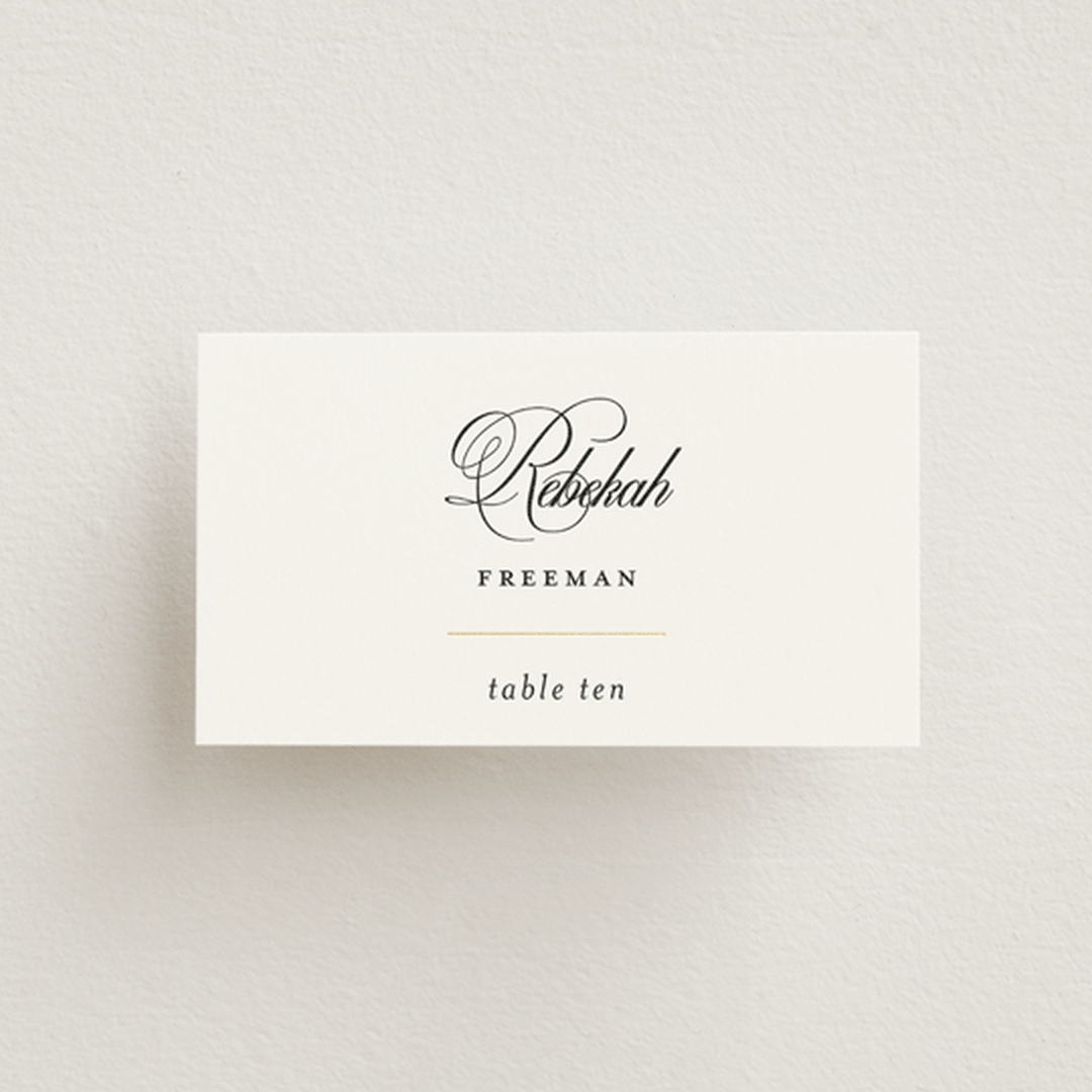 "Loren" - Place Cards in Cotton by Christie Garcia - Front with Free Guest Printing