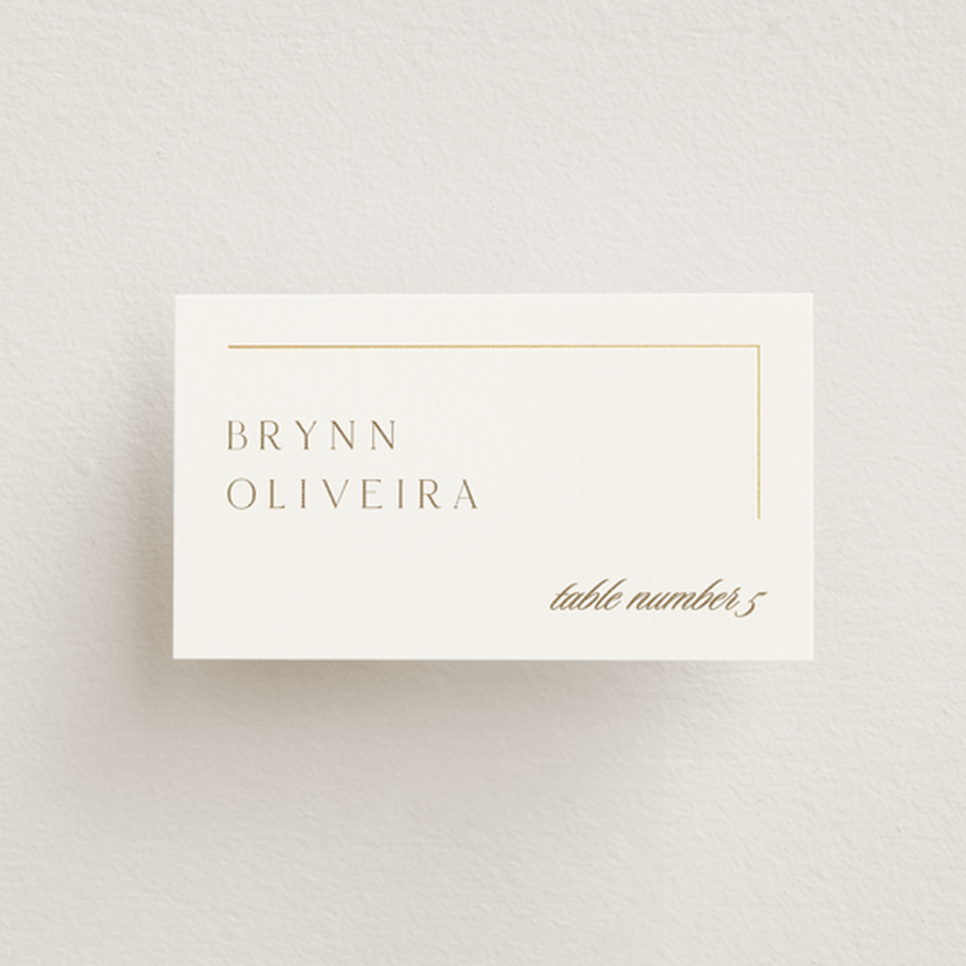 "The Gallery" - Place Cards in Quartz by Kristie Kern - Front with Free Guest Printing