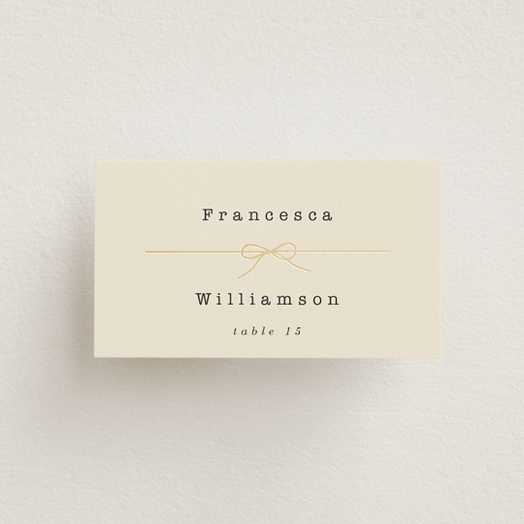 "Bow Tie" - Place Cards in Ivory by Baumbirdy - Front with Free Guest Printing
