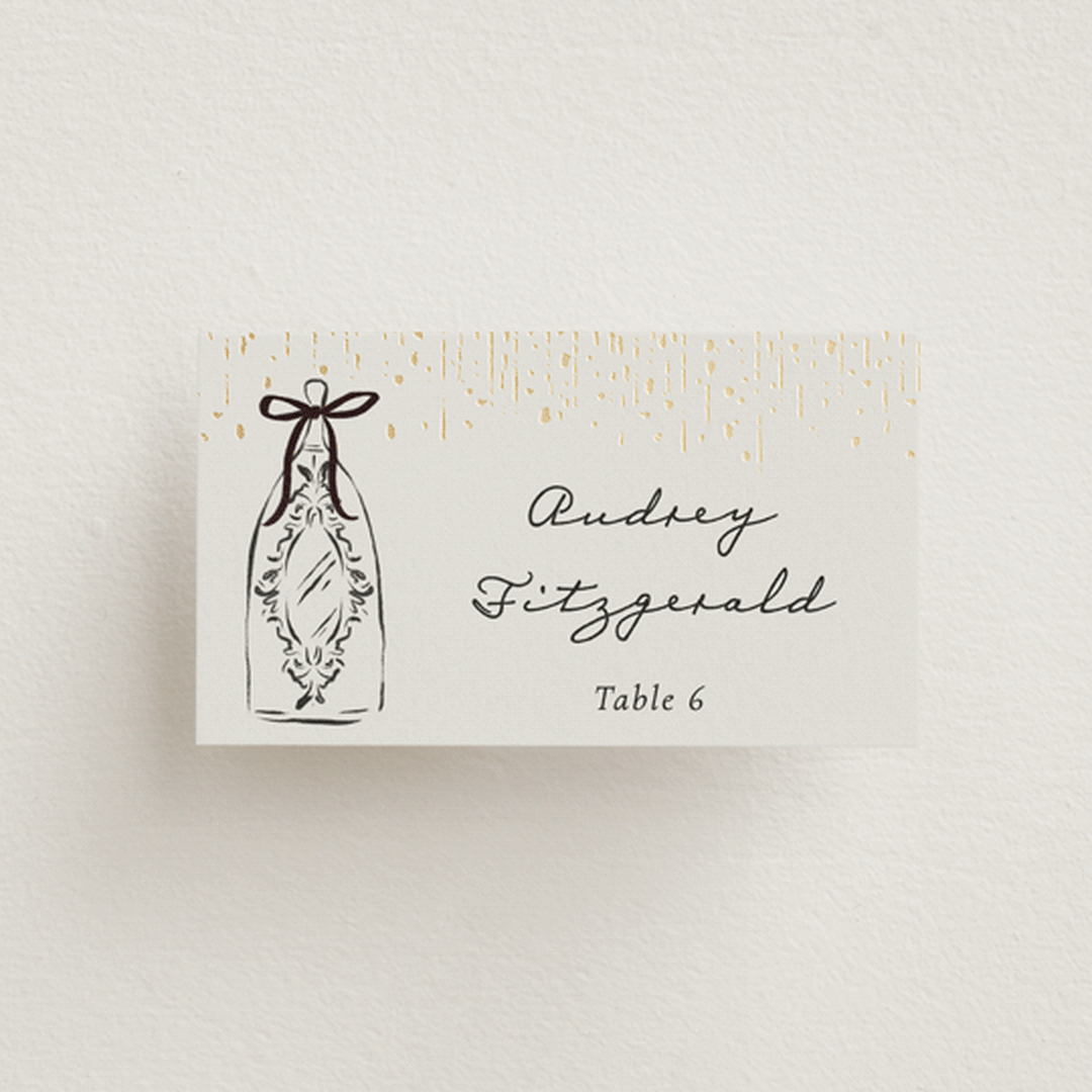 "Hand Illustrated Whimsical Chandelier" - Place Cards in Noir by Jackie Crawford - Front with Free Guest Printing