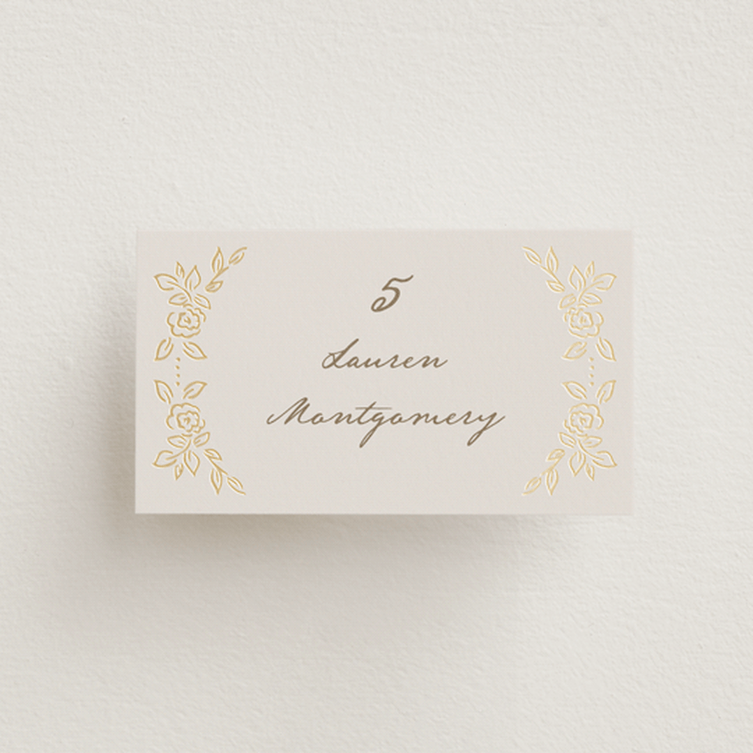 "Manuet" - Place Cards in Vanilla by Petra Kern - Front with Free Guest Printing