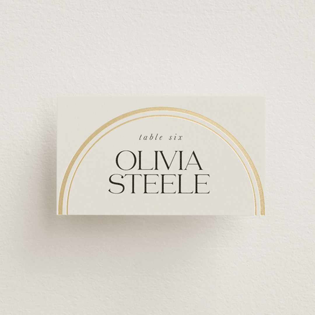 "oval" - Place Cards in Sandstone by Lori Wemple - Front with Free Guest Printing