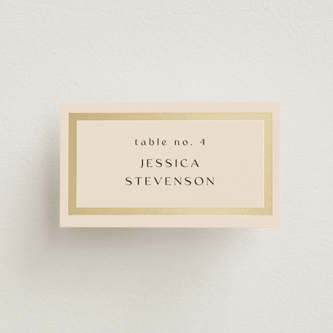 "Framed Photo" - Place Cards in Latte by Stacy Maalouf - Front with Free Guest Printing