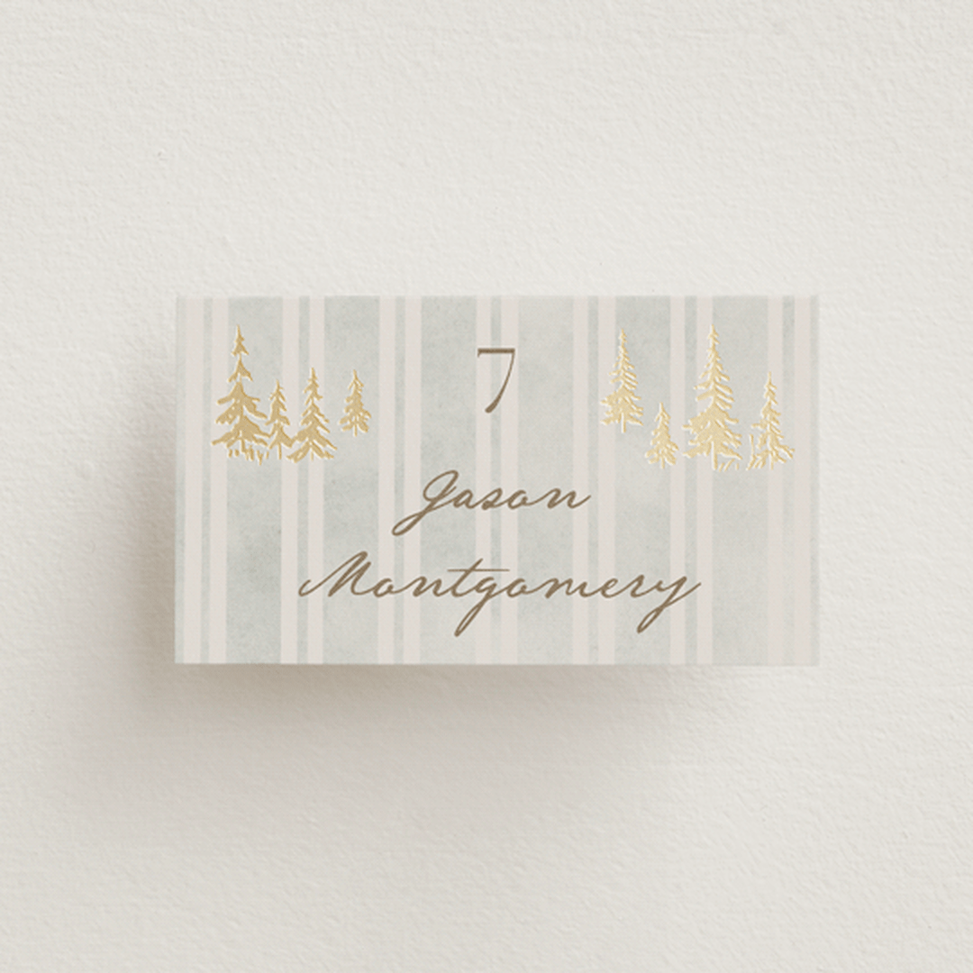 "Mountain Love" - Place Cards in Dew by Petra Kern - Front with Free Guest Printing